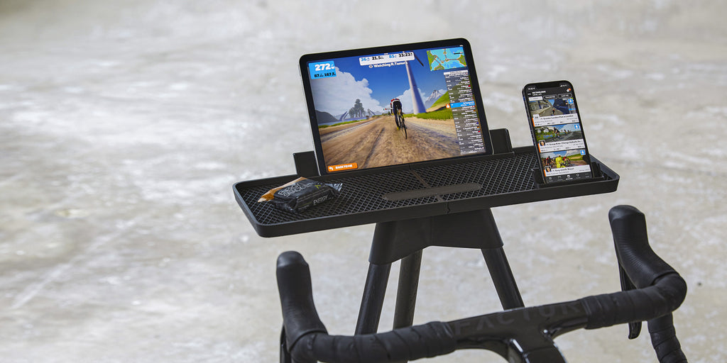Tons iPad Race Bar table stand for Zwift. For tablets, phones, bottles, remotes etc