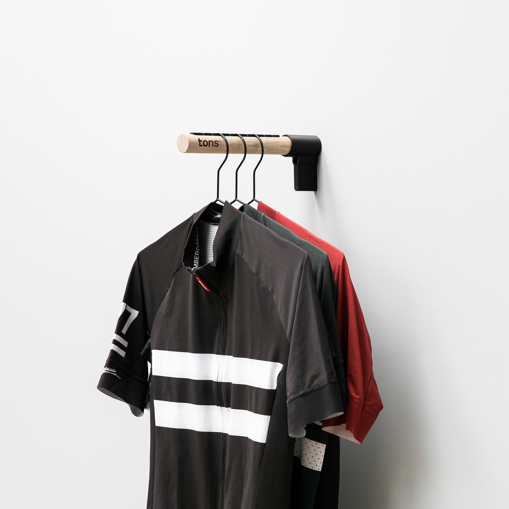 Stacking Jersey Rails Tons Jersey Hanger — storage for cycling shoes, helmets and sunglasses